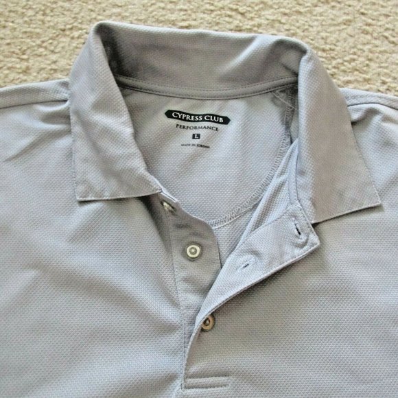 Cypress Club Performance Mens Golf Polo Shirt Large Gray Short Sleeve Collar - Picture 5 of 5